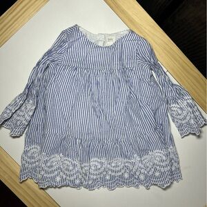 GAP Blue Striped Dress with White Lace